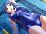  aqua_eyes backstroke blue_hair braid breasts duplicate dutch_angle eyebrows_visible_through_hair game_cg green_eyes hiiro_yuki lane_line large_breasts long_hair navel old_school_swimsuit one-piece_swimsuit open_mouth pool school_swimsuit shiny shiny_clothes solo splashing swimming swimsuit takaya_minami twin_braids water wet yuuguu_settai 