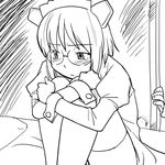  2k-tan artist_request glasses greyscale long_sleeves monochrome os-tan solo tears thighhighs 