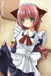  animal_ears aqua_eyes cat_ears copyright_request green_eyes izumi_yura long_hair long_sleeves maid pink_hair red_hair solo very_long_hair 