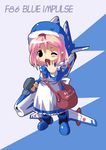  aircraft airplane blue_impulse_(team) copyright_request f-86_sabre jet long_sleeves mecha_musume solo t_hostler 