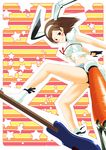  animal_ears artist_request blush breasts brown_hair bunny_ears carrot daicon daicon_bunny_girl daicon_iv densha_otoko electric_guitar getsumento_heiki_miina gloves guitar hairband instrument midriff red_eyes short_hair small_breasts solo tail tsukishiro_mina underboob 