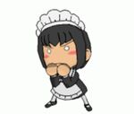  animated animated_gif black_hair bob_cut chibi dempsey_roll fighting_stance lowres maid maid_headdress mary_janes o_o shirley_(manga) shirley_medison shoes short_hair solo tanisi_(hosimade) 