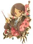  dark_skin flower holding holding_wand kaya_xavier kei_(keigarou) long_hair long_sleeves shoujo_mahou_gaku_littlewitch_romanesque solo twintails wand 
