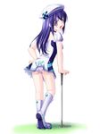  arin atsushima_you back beret blue_hair boots dress from_behind golf golf_club hand_on_hip hat knee_boots long_hair looking_back open_mouth pangya panties pantyshot pantyshot_(standing) short_dress solo standing underwear white_panties 