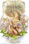  angel_wings art_nouveau elf elf_(lineage_2) fantasy feathers flower juno_jeong lily_pad lineage lineage_2 pointy_ears rainbow sitting solo tree unicorn wings 