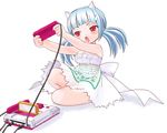  blue_hair copyright_request demon_girl famicom game_console horns oni playing_games see-through short_twintails solo sweatdrop twintails umi_no_tarako video_game 