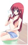  bath da_capo da_capo_i hair_censor hair_over_breasts long_hair red_hair shirakawa_kotori sitting solo towel yoi_(yoihome) 