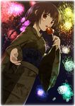  :o aerial_fireworks beckoning blush braid brown_eyes brown_hair candy_apple cowboy_shot dutch_angle fireworks food from_below from_side holding japanese_clothes kimono long_hair long_sleeves maria-sama_ga_miteru mizuki_makoto night night_sky obi open_mouth outstretched_hand sash shimazu_yoshino sky solo twin_braids yukata 