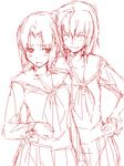  face kyo_(kuroichigo) maria-sama_ga_miteru mizuno_youko monochrome multiple_girls red satou_sei sketch 