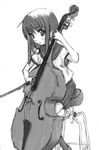  artist_request copyright_request double_bass greyscale instrument monochrome pleated_skirt school_uniform skirt solo 