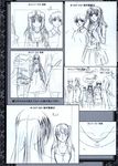  4girls artist_request highres himemiya_chikane kannazuki_no_miko kurusugawa_himeko monochrome multiple_boys multiple_girls production_art sketch 