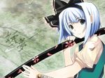  black_hairband hairband hiiragi_ryou katana konpaku_youmu scabbard sheath sheathed short_hair silver_hair solo sword touhou upper_body weapon 