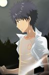  bad_id bad_pixiv_id full_moon kamijou_touma male_focus moon night samuraig solo to_aru_majutsu_no_index 