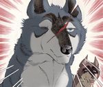  blue_eyes dog fangs ginga_nagareboshi_gin retsuga_(ginga_nagareboshi_gin) scar wolf 