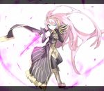  aqua_eyes asymmetrical_clothes bad_id bad_pixiv_id boots elbow_gloves energy_sword ganesagi gloves hairband letterboxed long_hair megurine_luka pink_hair solo sword thighhighs vocaloid weapon 