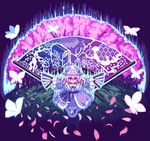  bad_id bad_pixiv_id bug butterfly cherry_blossoms dual_wielding fan folding_fan goshoguruma hexagon holding insect kou_2008 petals pink_eyes pink_hair pixel_art saigyouji_yuyuko saigyouji_yuyuko's_fan_design shippou_(pattern) solo touhou 