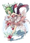  antennae bug butterfly butterfly_hair_ornament cape choker dress frilled_dress frills green_eyes green_hair hair_ornament insect princess_wriggle short_hair solo suichuu_hanabi tiara touhou wriggle_nightbug wrist_cuffs 