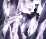  bad_id bad_pixiv_id blue_dress blue_hair cirno crystal dress ice light mifuru puffy_short_sleeves puffy_sleeves short_hair short_sleeves simple_background solo standing touhou white_background 