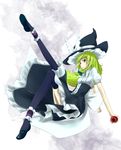  ankle_cuffs aoyahh black_legwear blonde_hair braid hat kirisame_marisa long_hair mary_janes shoes solo thighhighs touhou witch_hat yellow_eyes 