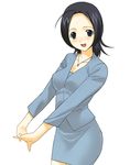  a1 black_eyes black_hair breasts business_suit copyright_request formal jacket long_sleeves medium_breasts miniskirt office_lady pencil_skirt skirt skirt_suit solo suit 