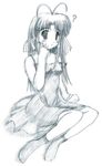  antenna_hair aoba_kozue artist_request greyscale kanazawa_nanako lowres mahoraba monochrome socks solo 