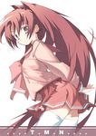  arms_behind_back closed_mouth expressionless kousaka_tamaki long_hair long_sleeves looking_at_viewer naruse_mamoru pleated_skirt red_hair school_uniform serafuku skirt solo thighhighs to_heart_2 very_long_hair zettai_ryouiki 