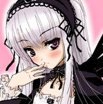  blush closed_mouth eyebrows_visible_through_hair face lavender_hair long_sleeves looking_at_viewer lowres oekaki portrait purple_eyes r-type_nirvana rozen_maiden silver_hair solo suigintou 