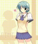  character_name comic_party heart one_eye_closed ooba_eimi pleated_skirt school_uniform shadow skirt smile solo sweater sweater_vest vest yaegashi_nan 