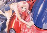  90s artist_request car_wash long_legs macross macross_7 mylene_jenius pink_hair solo 