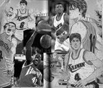  akagi_takenori atlanta_hawks basketball basketball_uniform character_request comparison derivative_work greyscale jin_soichiro kevin_johnson kevin_willis maki_shin'ichi male_focus monochrome multiple_boys national_basketball_association phoenix_suns photo sakuragi_hanamichi slam_dunk sportswear sweat takehiko_inoue 