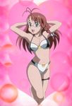  bikini braid brown_hair glasses green_eyes screencap shion_uzuki side_braid smile solo swimsuit xenosaga xenosaga_the_animation 