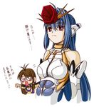  blue_hair braid breasts brown_hair chigumaya elbow_gloves glasses gloves gundam gundam_zz kos-mos long_hair medium_breasts multiple_girls red_eyes shion_uzuki side_braid translated xenosaga 