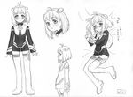  :o antenna_hair artist_request blush boots character_sheet choker cravat dakimakura dress full_body greyscale headgear long_sleeves looking_at_viewer lying m.o.m.o. monochrome multiple_views on_back parted_lips short_hair standing thigh_boots thighhighs translated xenosaga zettai_ryouiki 