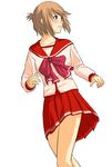  folded_ponytail komaki_manaka long_sleeves pleated_skirt school_uniform skirt solo to_heart_2 toshibou_(satsukisou) 
