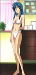  aqua_hair arm_behind_back bikini brown_eyes chidori_kaname full_metal_panic! hand_on_own_arm indoors long_hair long_legs screencap solo standing stitched swimsuit third-party_edit white_bikini 