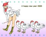  2005 bird chicken chicken_costume chinese_zodiac hat long_sleeves new_year original rooster side_(sideblog) solo year_of_the_rooster 