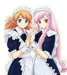  bow heart lucy_maria_misora maid multiple_girls pink_hair ryp sasamori_karin simple_background to_heart_2 
