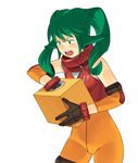  a1 bodysuit box green_eyes green_hair orange_bodysuit solo solty_rei solty_revant 