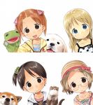  ana_coppola animal barasui dog ferret frog frusciante highres ichigo_mashimaro itou_chika john john_(ichigo_mashimaro) matsuoka_miu multiple_girls puppet puppetmuppet sakuragi_matsuri satake_(ichigo_mashimaro) scan scan_artifacts 