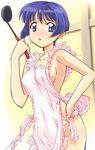  ai_yori_aoshi apron blue_eyes blue_hair blush breasts fumizuki_kou medium_breasts naked_apron sakuraba_aoi short_hair sideboob solo 