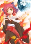  bow flat_chest hair_bow head_tilt japanese_clothes kimono kohaku long_sleeves maid off_shoulder pink_hair q-gaku ribbon short_hair solo tsukihime yellow_eyes 