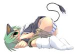  animal_ears ass blue_panties blush cat_ears copyright_request electric_plug green_eyes green_hair panties sakaki_(noi-gren) school_uniform shirt short_hair shorts shorts_pull socks solo striped striped_panties top-down_bottom-up underwear 