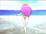  90s animated animated_gif ass bow hanasaki_momoko long_hair lowres pink_hair screencap solo swimsuit wedding_peach yellow_bow 