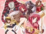  6+girls arcueid_brunestud arima_miyako blonde_hair blue_hair blush bow broom brown_hair cat_teaser cosplay grey_eyes hisui japanese_clothes kneehighs kohaku len long_hair long_sleeves maid maid_headdress melty_blood multiple_girls pen red_hair ribbon sandals seo_akira shaa short_hair siblings skirt socks tabi toono_akiha toono_shiki tsukihime twins witch 