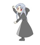 animated animated_gif blush boots bow capelet closed_mouth dancing dress expressionless flat_color hair_bow half_updo hiroyuki len long_hair long_sleeves lowres pointy_ears red_eyes silver_hair solo the_monkey tsukihime 