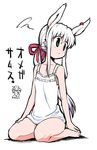  animal_ears barefoot bunny_ears camisole flat_chest grey_eyes hands_on_feet original seiza sitting solo usa_(yamai) white_hair yamai 