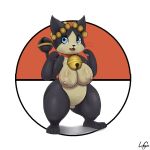  anthro big_breasts black_fur black_nose breasts butt clothed clothing felid feline female fur looking_at_viewer lupycat mammal nintendo nipples nude open_mouth pok&eacute;mon pok&eacute;mon_(species) pok&eacute;mon_gold_beta pussy rinrin_(pok&eacute;mon_gold_beta) simple_background slightly_chubby smile solo thick_thighs tongue video_games wide_hips 