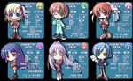  artist_request blonde_hair blush_stickers canvas_2 chibi everyone hagino_kana housen_elis kikyou_kiri long_sleeves misaki_sumire multiple_girls saginomiya_saya stats sugihara_shie 