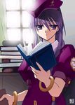  artist_request book book_stack bracelet jewelry lowres melty_blood open_book purple_eyes purple_hair sion_eltnam_atlasia solo tsukihime 
