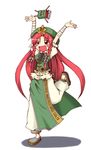  :d arm_wrap blush blush_stickers bow braid cappccino china_dress chinese_clothes doll dress fang hair_bow hat hong_meiling long_hair o_o open_mouth red_eyes red_hair smile solo star touhou twin_braids 